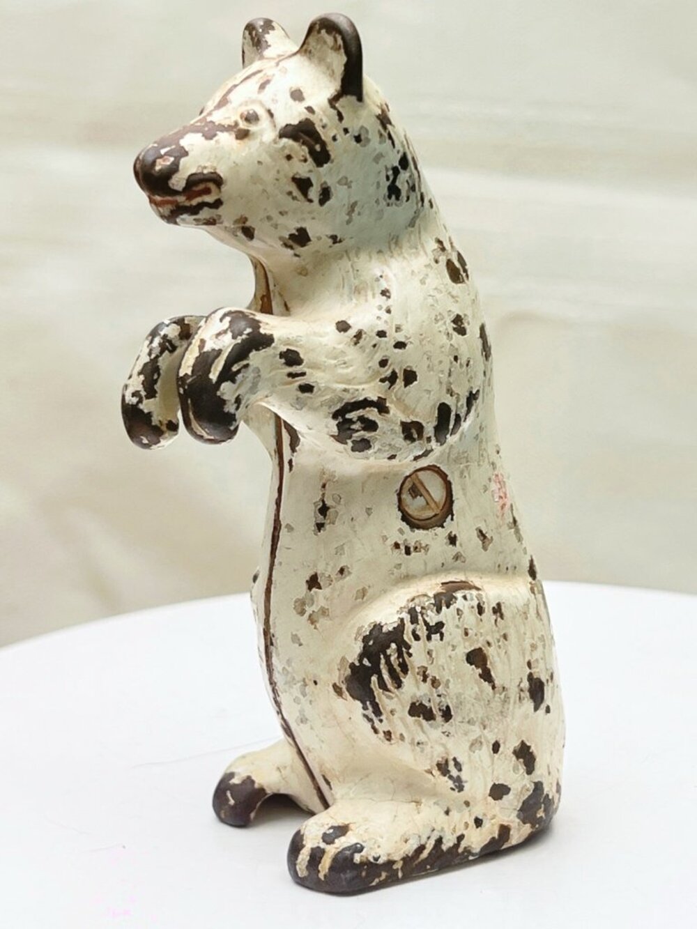 Vintage Cast Iron Bear Still Bank With Rustic Patina Finish